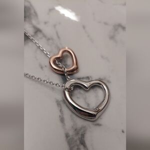 New Sterling Double  Heart Necklace